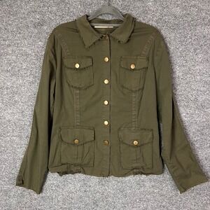 Wearables Womens Olive Green Utility Military Jacket Raw Hem Size S